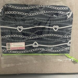 Thirty-One Navy and White Chain Cosmetic Bag